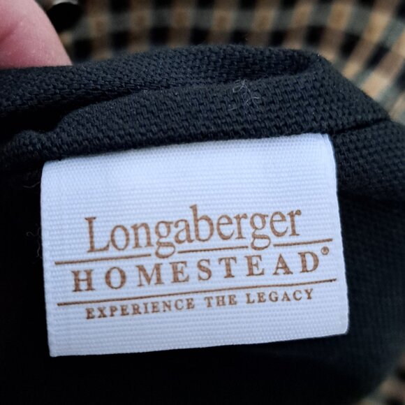 Longaberger Homestead Black Tan Gingham Checkered Plaid Tote Bag Double Handles - Picture 10 of 10